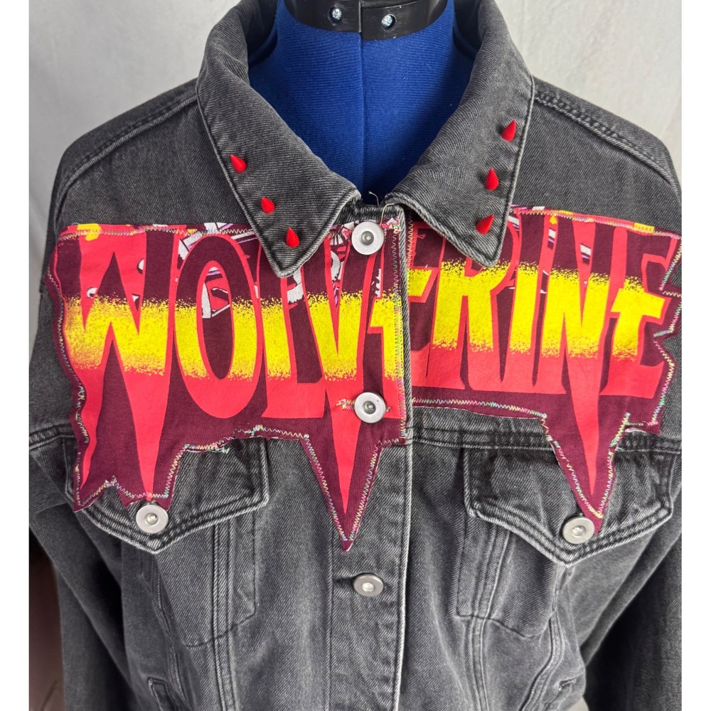 1 of 1 Marvel Wolverine Weapon X Inspired Black Denim Jacket Large